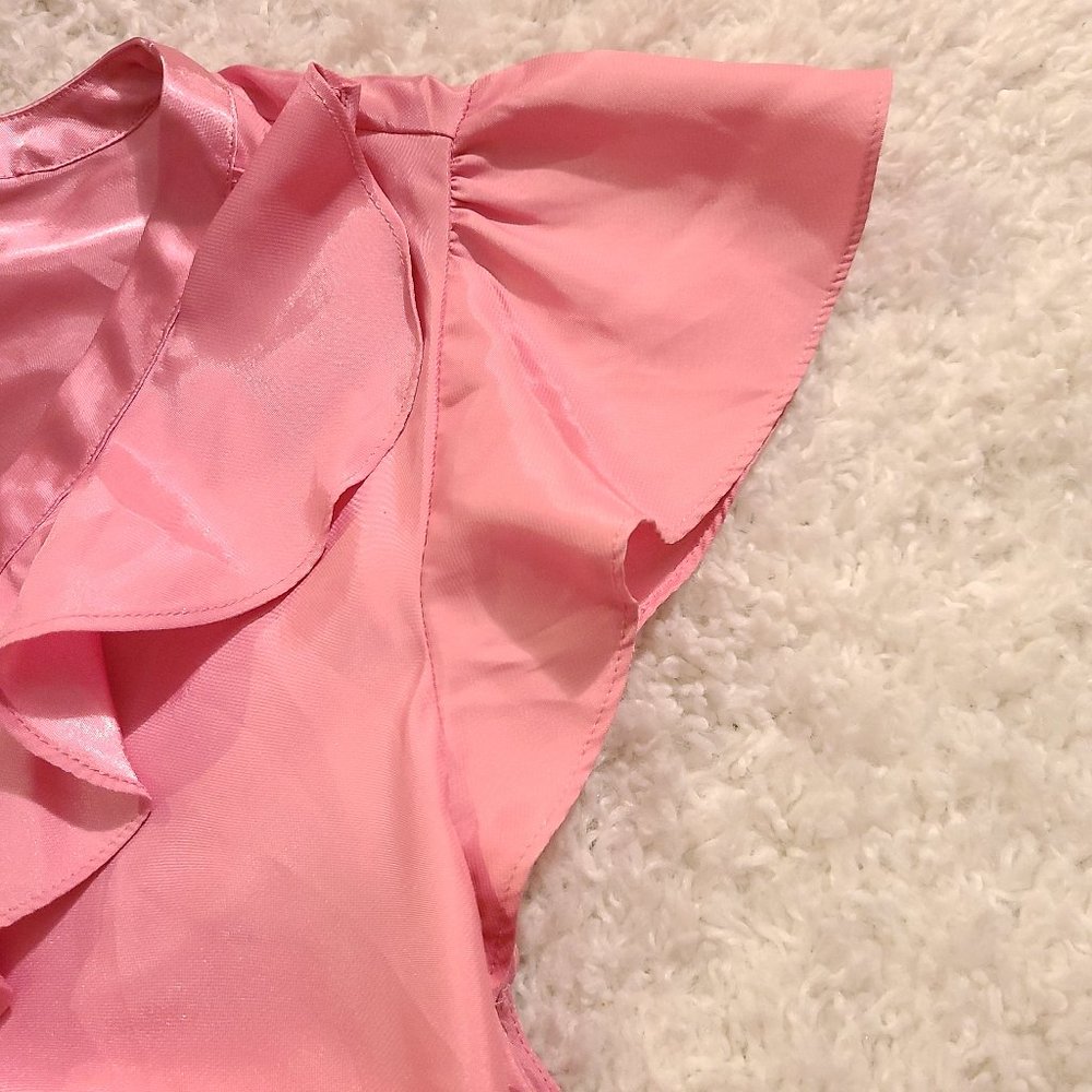 Pink Flutter-Sleeve Blouse - Picture 4 of 14